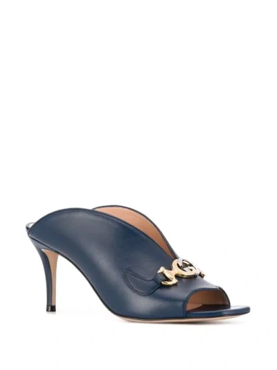 Shop Gucci Zumi Mid-heel Slide Sandals In Blue