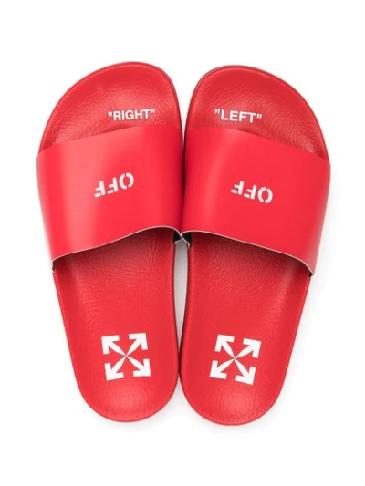 Shop Off-white Arrows Logo Print Slides In Red