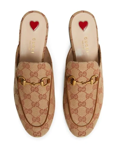 Shop Gucci Princetown Gg Slippers In Neutrals