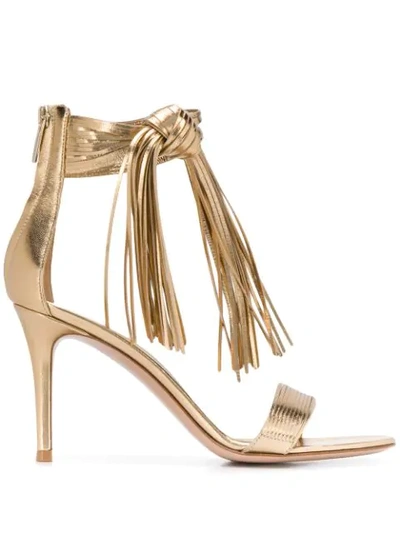 Shop Gianvito Rossi Fringed 85mm Sandals In Gold