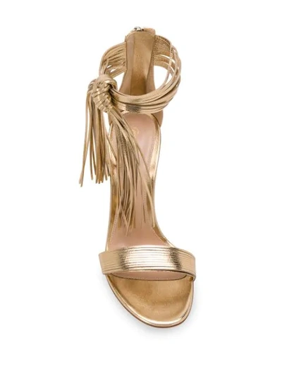 Shop Gianvito Rossi Fringed 85mm Sandals In Gold