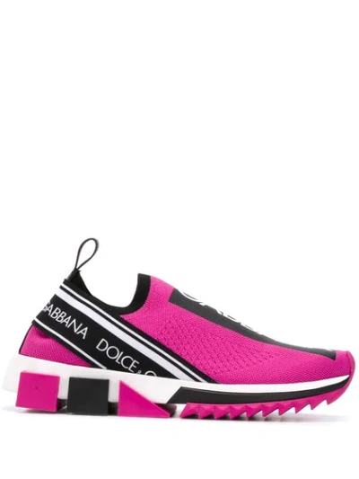 Shop Dolce & Gabbana Sorrento Stretch-mesh Sneakers In Pink