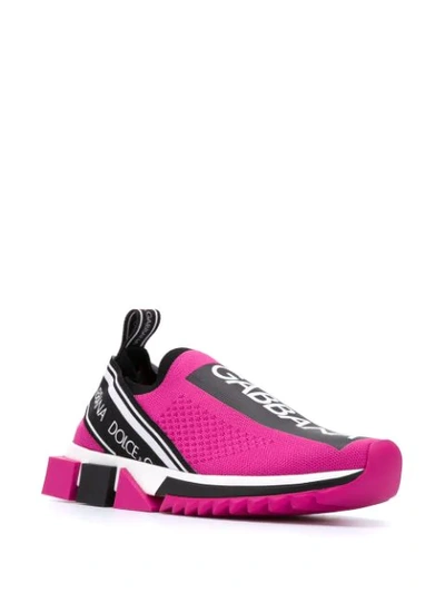 Shop Dolce & Gabbana Sorrento Stretch-mesh Sneakers In Pink