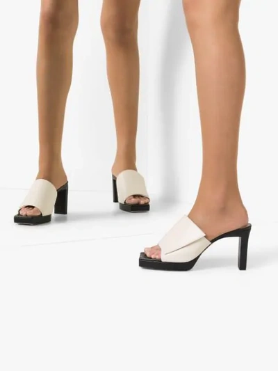 Shop Wandler White And Black Isa Plateau 85 Leather Sandals