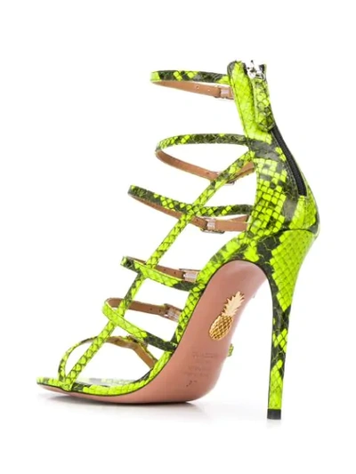Shop Aquazzura Snake-effect Sandals In Green