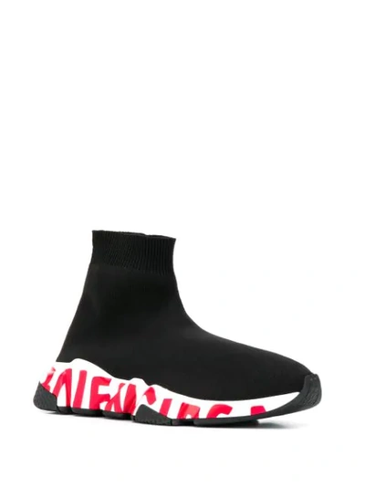 Shop Balenciaga Speed Graffiti Sneakers In Black