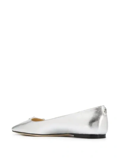 Shop Jimmy Choo Mirele Crystal-embellished Ballerina Shoes In Silver