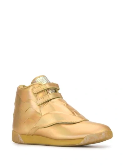 Shop Reebok Freestyle High-top Sneakers In Gold