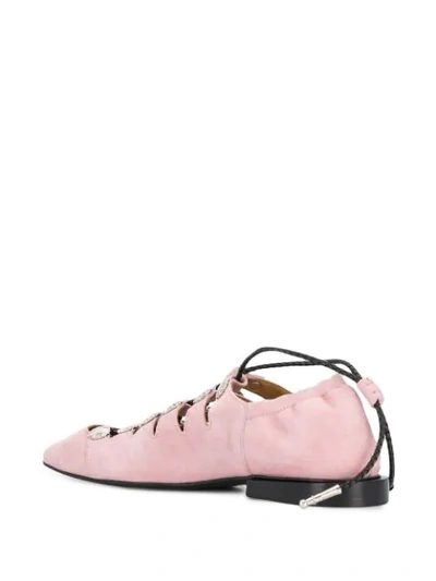 Shop Toga Studded Lace-up Ballerinas In Pink
