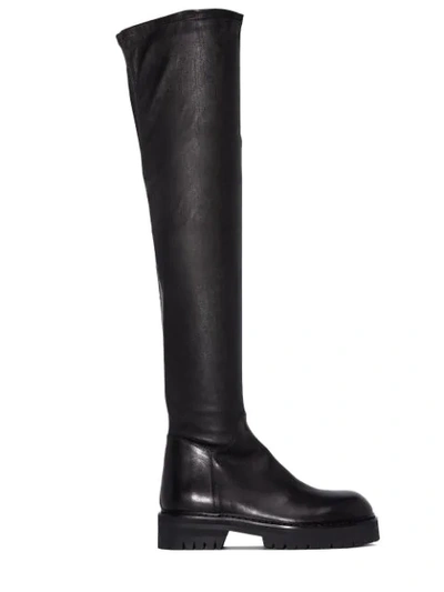 Shop Ann Demeulemeester Thigh-high Leather Boots In Black