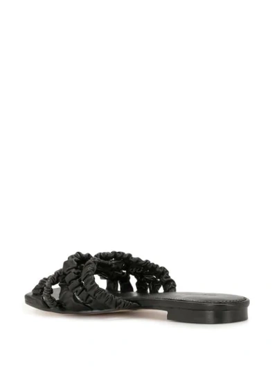 Shop Mara & Mine Ruched Strap Slides In Black