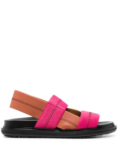 Shop Marni Contrast-stitch Sandals In Pink