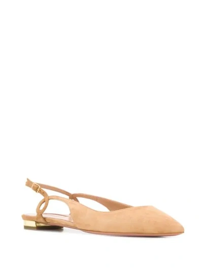Shop Aquazzura Serpentine Slingback Ballerina Shoes In Neutrals