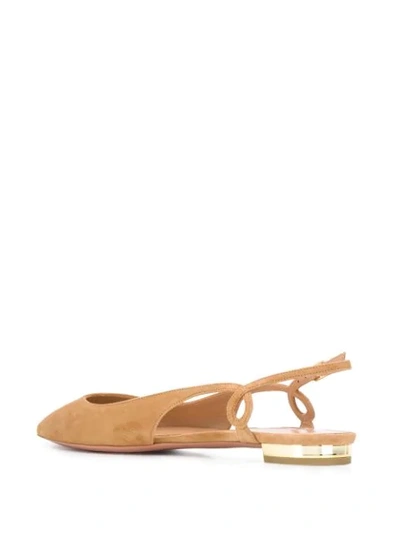 Shop Aquazzura Serpentine Slingback Ballerina Shoes In Neutrals