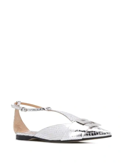 Shop Sergio Rossi Snakeskin Effect Sandals In Silver