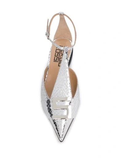 Shop Sergio Rossi Snakeskin Effect Sandals In Silver