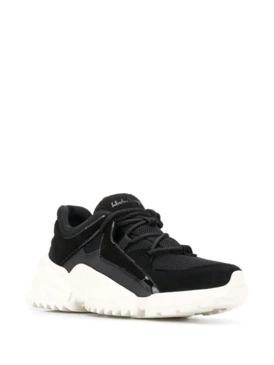 Shop Ferragamo Chunky Saw-sole Low-top Trainers In Black