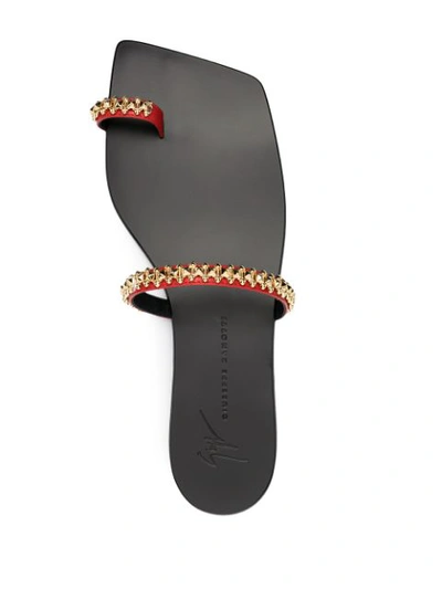Shop Giuseppe Zanotti Nerissa Ring Flat Sandals In Black