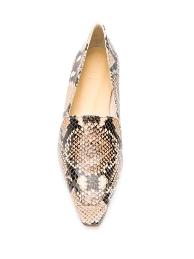 Shop Aeyde Pointed Snakeskin Effect Flat Shoes In Brown