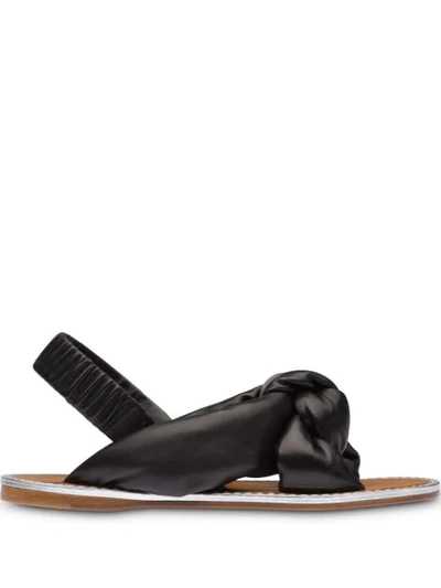 Shop Miu Miu Knotted Nappa-leather Padded Sandals In Black