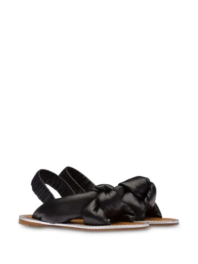 Shop Miu Miu Knotted Nappa-leather Padded Sandals In Black