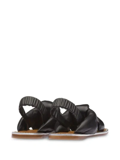 Shop Miu Miu Knotted Nappa-leather Padded Sandals In Black