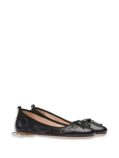 Shop Miu Miu Crystal-strap Ballerina Shoes In Black