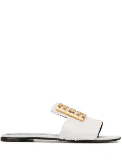 Shop Givenchy 4g Flat Sandals In White