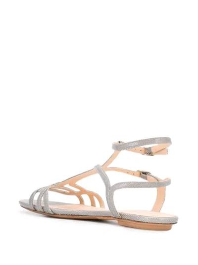 Shop Chie Mihara Side Buckled Snakeskin-effect Sandals In Grey