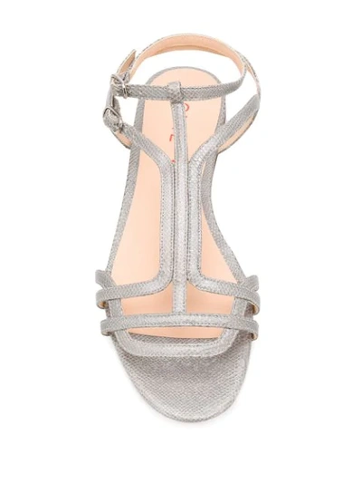 Shop Chie Mihara Side Buckled Snakeskin-effect Sandals In Grey