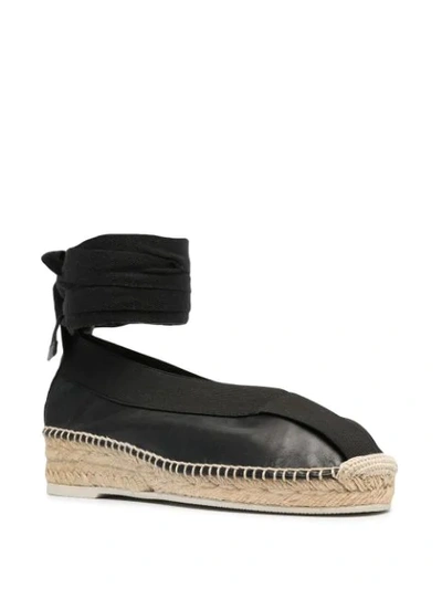 Shop Hereu Flat Leather Espadrilles In Black