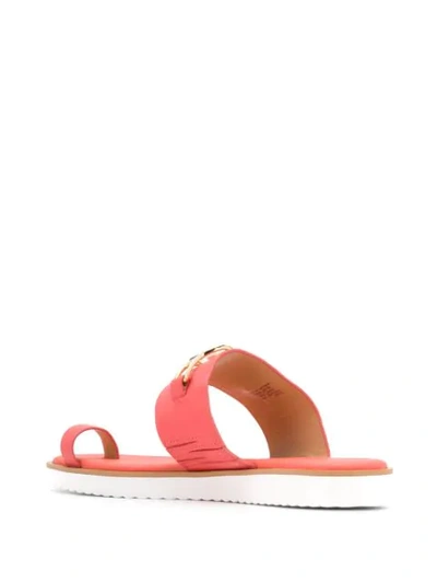 Shop Michael Michael Kors Logo Plaque Slip-on Sandals In Orange