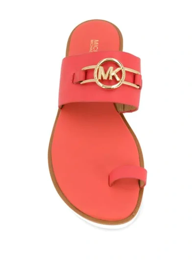 Shop Michael Michael Kors Logo Plaque Slip-on Sandals In Orange