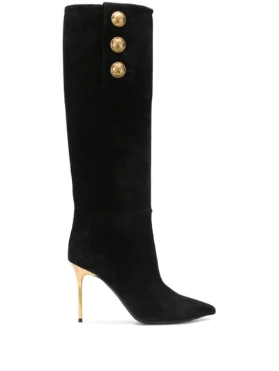 Shop Balmain Robin Suede Boots In Black