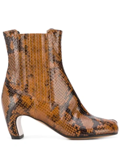 Tabi toe snakeskin effect boots