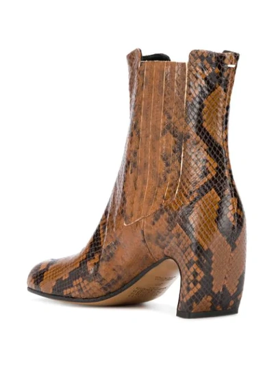 Shop Maison Margiela Tabi Toe Snakeskin Effect Boots In Brown