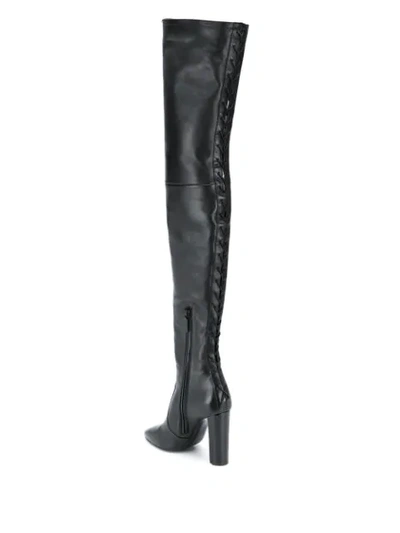 Shop Saint Laurent Tight-high Laced Boots In Black