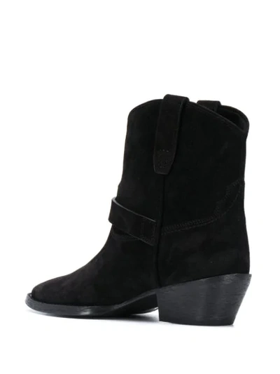 Saint Laurent West Buckled Boots In Black