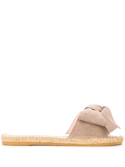 Shop Manebi Bow Detail Slip-on Espadrilles In Neutrals