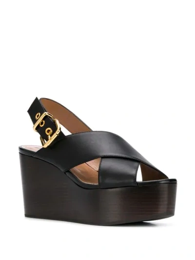 Shop Marni Crossover Straps Wedge Sandals In Black