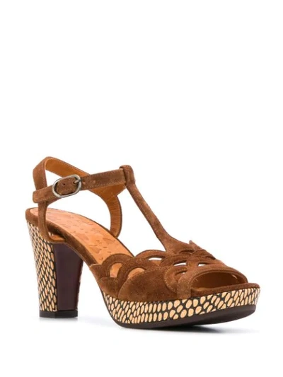 Shop Chie Mihara Patterned Cut-out Detail Sandals In Brown