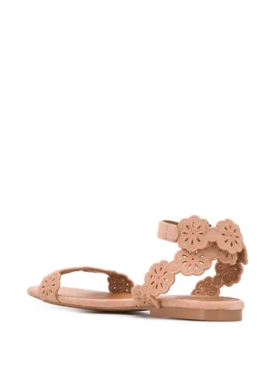 Shop See By Chloé Cut-out Flower Sandals In Neutrals
