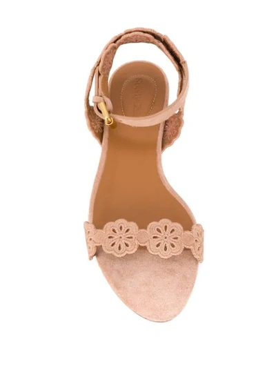 Shop See By Chloé Cut-out Flower Sandals In Neutrals