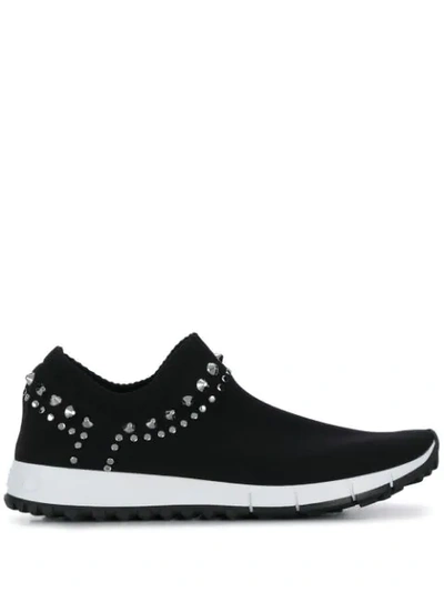 Shop Jimmy Choo Verona Crystal-embellished Sneakers In Black