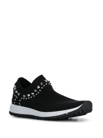 Shop Jimmy Choo Verona Crystal-embellished Sneakers In Black