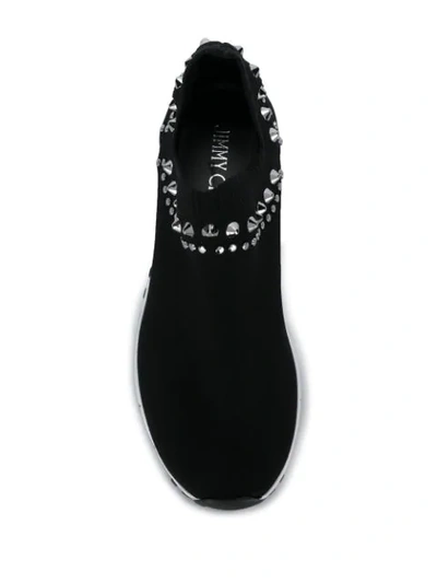 Shop Jimmy Choo Verona Crystal-embellished Sneakers In Black