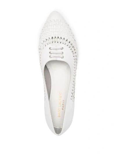 Shop Saint Laurent Nina Pointed-toe Ballerina Shoes In White