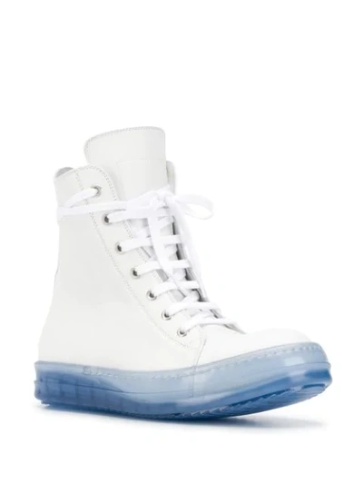 Shop Rick Owens High Top Contrast-sole Sneakers In White