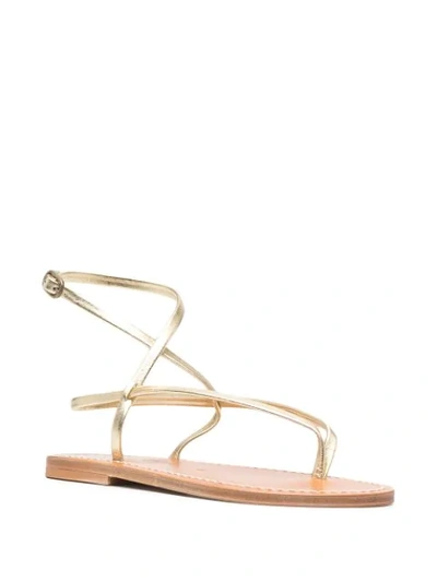 Shop K.jacques Delta Metallic Flat Sandals In Gold