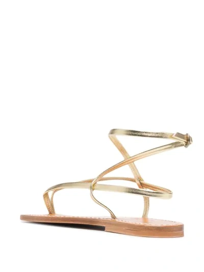 Shop Kjacques Delta Metallic Flat Sandals In Gold